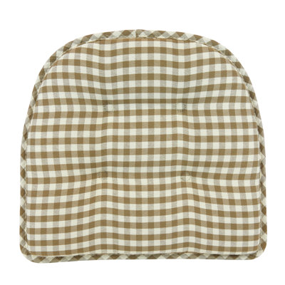 Non-Slip Gingham Dining Room And Kitchen Seat Cushions, 16 X 15 X 2 Inches