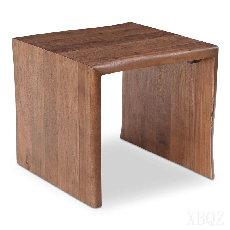 Side Table, Rustic Design, Solid Acacia Wood, Live-Edge Detailing, Water-Based Finish, Brown