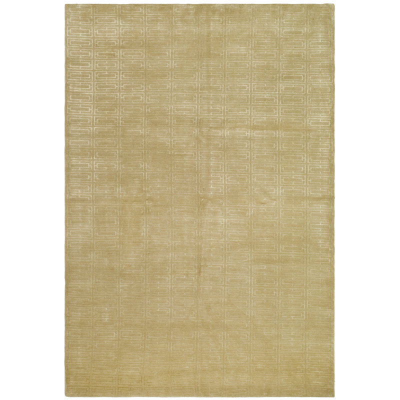 Tapis tibétain en viscose / laine / coton noué à la main beige, Rectangle 9 pi x 12 pi
