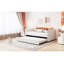 Lit de jour rembourré avec dossier ergonomique et gigogne, beige
