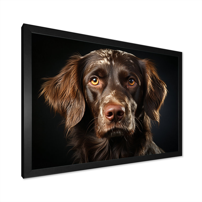 Portrait de chien II - impression, H 16 po x l 32 po x P 1 po, Cadre simple noir