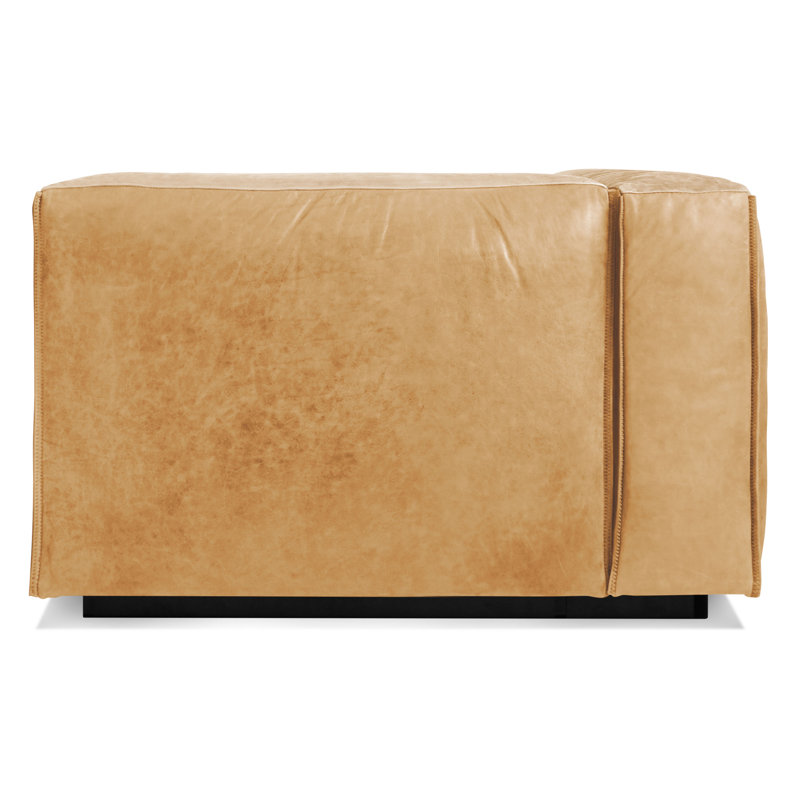 Cleon Chaise Lounge, Camel Genuine Leather, Left Hand Facing
