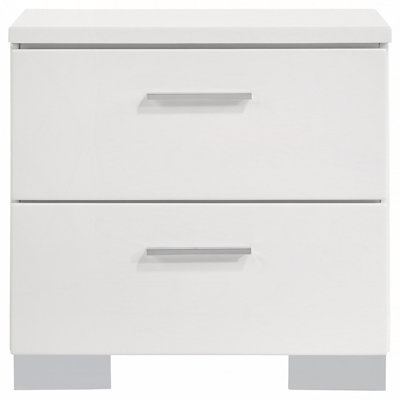 White High Gloss 2-Drawer Nightstand