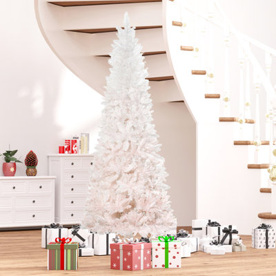 7' Artificial Christmas Tree, Pink And White, Branch Realistic Coming Into Sight Visually, Steel Base Tree 7', Presentation,