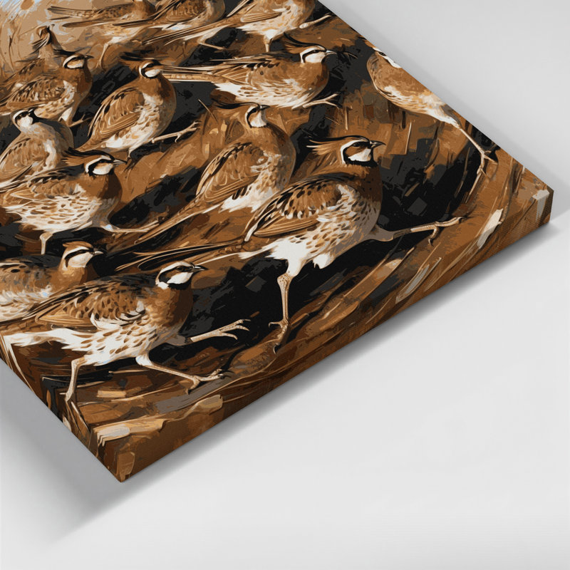 Oiseaux, art mural brun sur toile