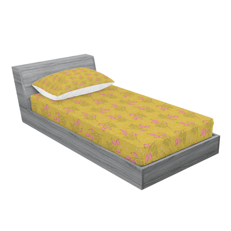 Microfiber Floral Sheet Set, Twin XL Sheet Set + Fitted Sheet + 1 Pillowcase