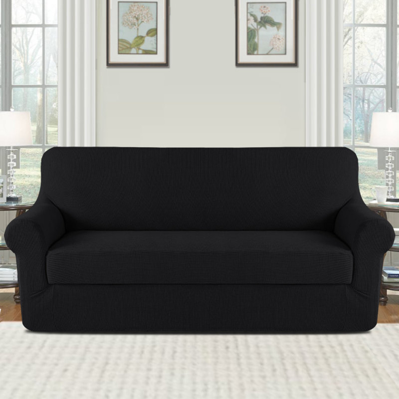 Housse pour canapé extensible Hayneville, H 45 po x l 96 po x P 37 po, Noir