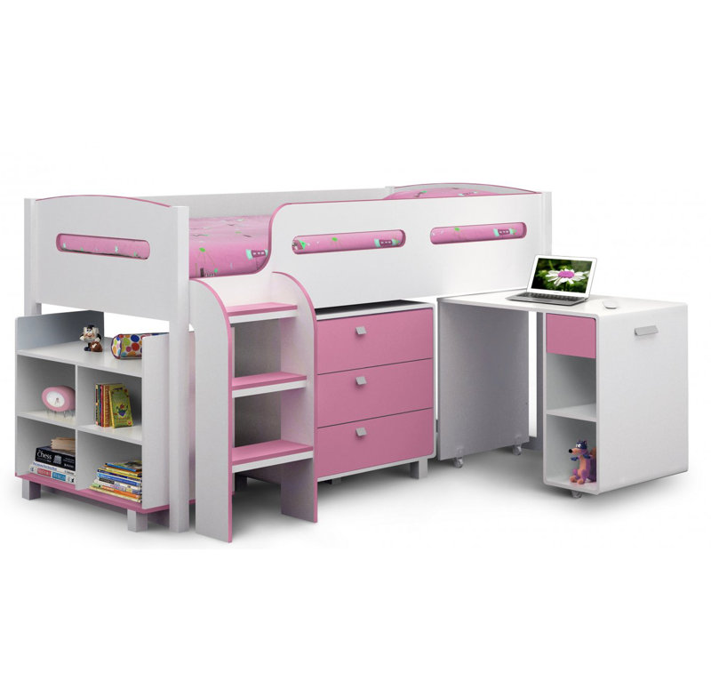 Lilianna Kids UK Single - DE 90 X 190 Cm Loft Bed, Pink
