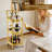 Multi-functional Mobile Trolley Golden Bar Cart Is Suitable For Home Bar Service, Featuring A Rolling Bar Cart With Lockable Casters, A Glass Bar Cart With 3 Mirror Holders