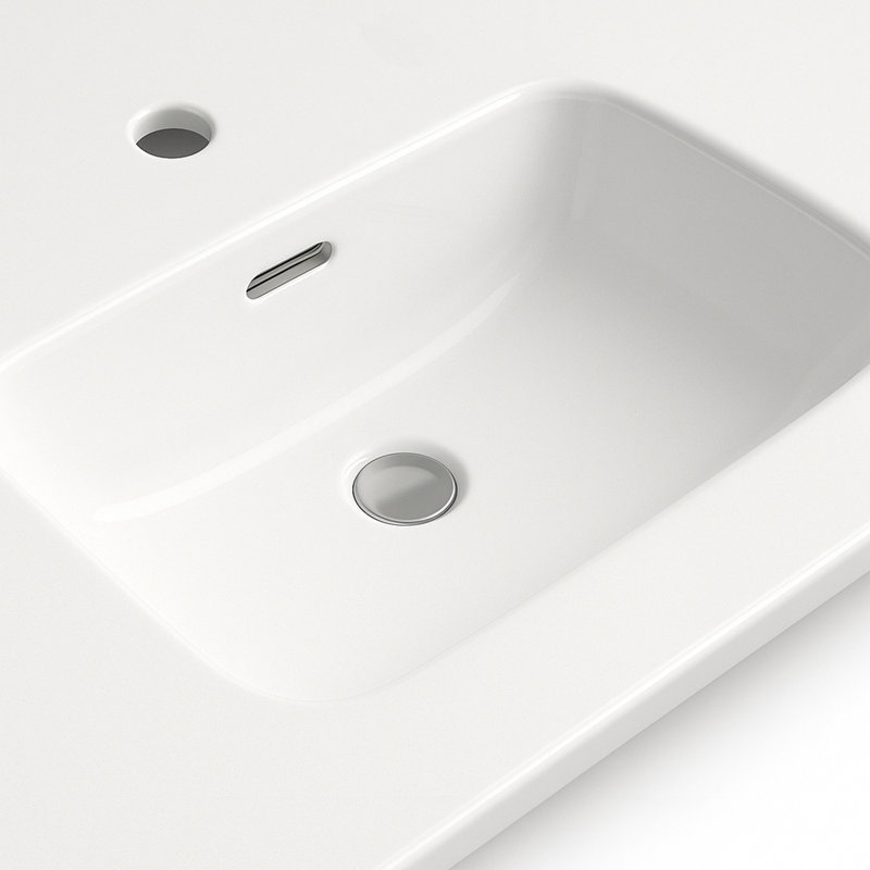DAX Onix Glossy Ceramic Basin 40" – Modern Rectangular Bathroom Sink, Easy-Clean Durable Surface