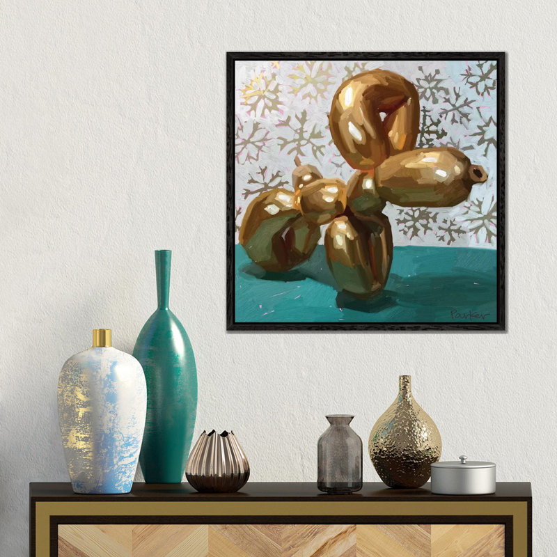 Snow Pup by Teddi Parker - Floater Frame Gallery-Wrapped Canvas Giclée on Canvas, 45.72 cm H x 45.72 cm W, Black
