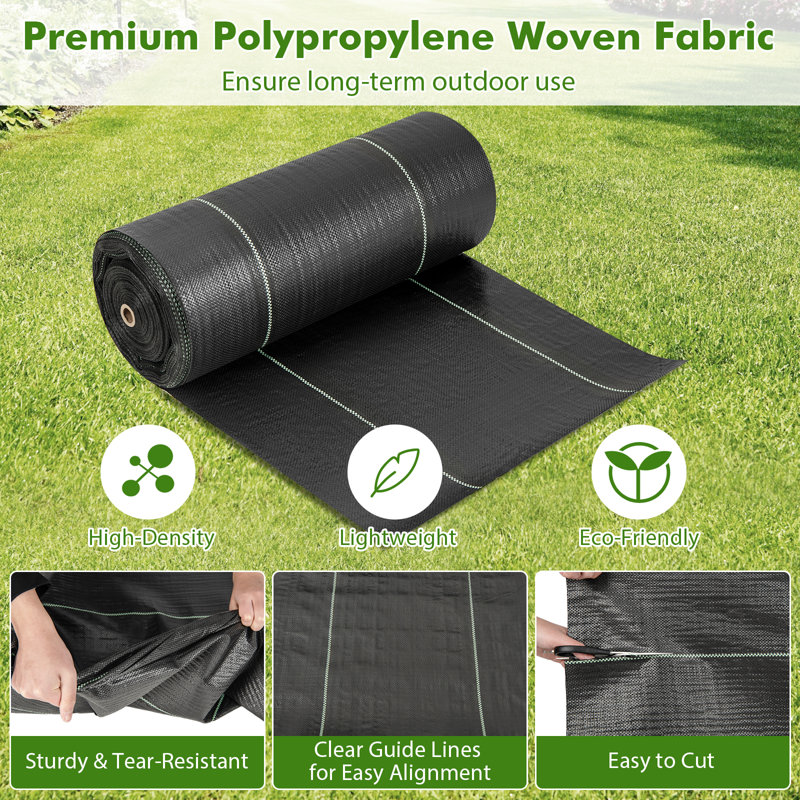 PP Weed Barrier Landscape Fabric Weed Control Vegetable Patch, 48" H x 3,000" W x 0.10" D