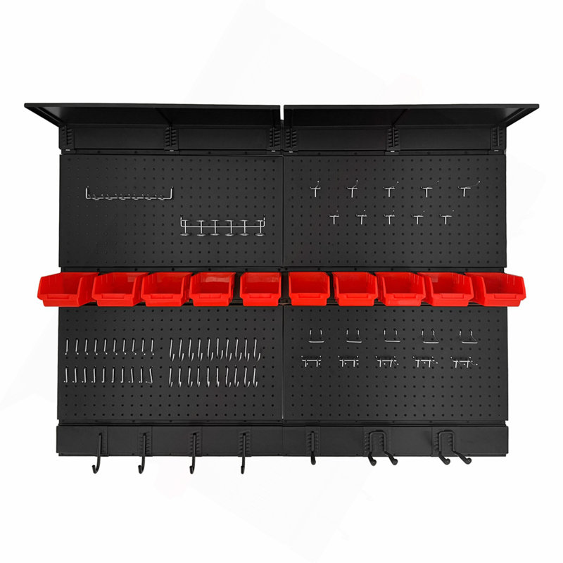 Pegboard Wall Organizer,48 x 36 inch Garage Storage Pegboard ,Metal Peg Board with Hooks & Storage Bins, Tool Panel Organizer