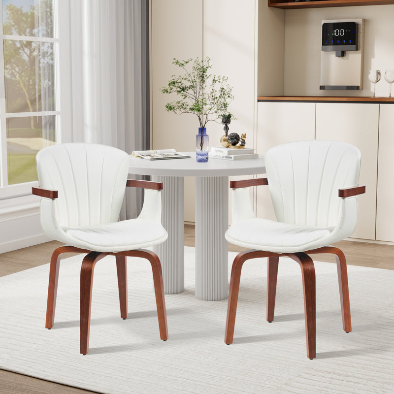 Chaises de salle à manger pivotantes rembourrées en polyuréthane, chaises d'appoint de cuisine de style moderne Mid-Century avec accoudoirs