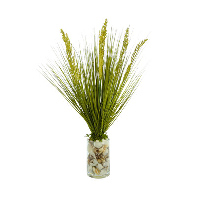 Spring Additions Faux Grass in Glass Vase