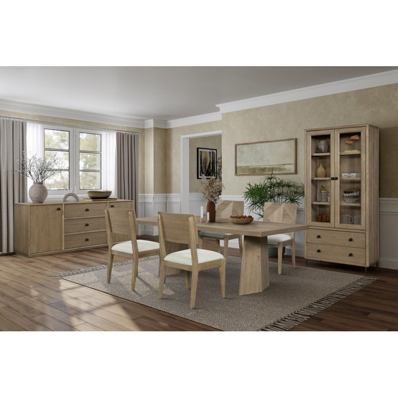 Vitrine Oak Crest - Blé, placage chêne blanc américain avec portes vitrées