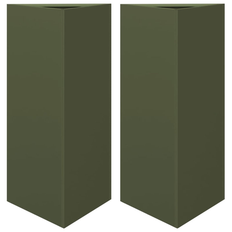 Williston Forge Garden Planter Triangular Corten Steel, Green, 70cm H x 40cm W x 34.5cm D