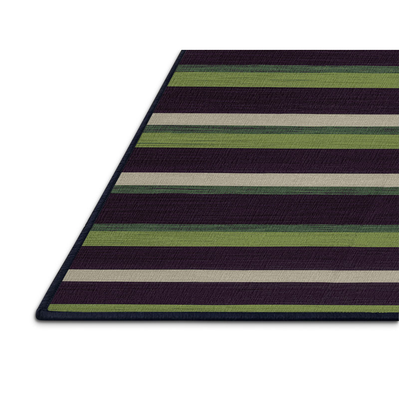 Tapis mauve à rayures horizontales lavable à la machine, Carré 5 pi