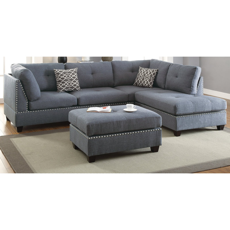 3 pièces Canapé modulaire gris et gris