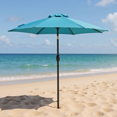 Parasol de marché de 7,5 pi avec manivelle et inclinaison, auvent extérieur résistant aux rayons UV pour la cour arrière de la piscine - sans base incluse