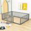 Lit plateforme en bois Hajer avec clôture et porte-657190977-657190990