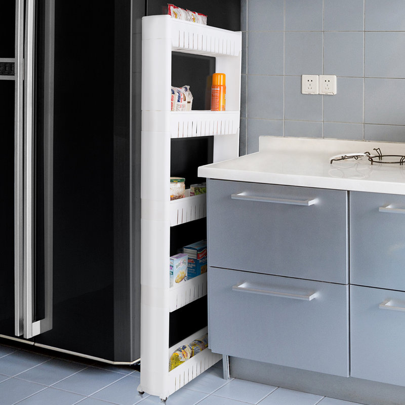 Lavish Home Slim Rolling Storage Cart - 5-Tier Utility Cart with Wheels for Bathroom, Kitchen, and Laundry Room - Bathroom Shelves