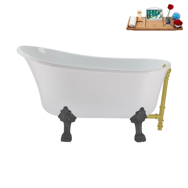 51.2'' x 25.6'' Soaking Acrylic Bathtub, Brushed Gun Metal, Brushed Gold
