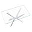 Table de salle à manger rectangulaire en verre trempé transparent, conception élégante avec pieds en métal, table de cuisine pour la salle à manger-239399488-239399491