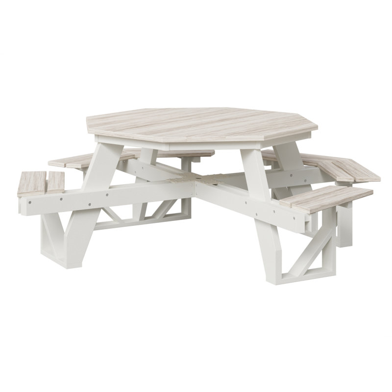  Table de pique-nique régulière avec base blanche Octa, Coquillage / Blanc, H 30,5 po x L 86,25 po x l 86,25 po