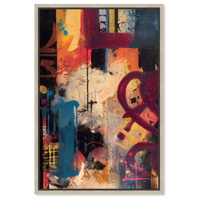 Tableau sur toile encadré « Moody Urbans II » par Art Remedy, cadre en chêne naturel, 36 x 54