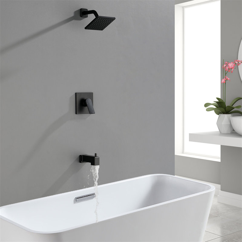 Complete Shower System with Rough in-Valve, Matte Black