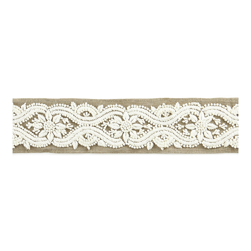 Norden Linnea Embroidered Fabric, Flax
