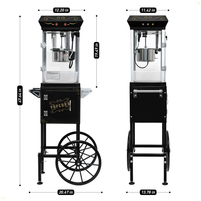6OZ Popcorn Maker:This 480W Theater-Style Popcorn Popper. It Includes An Old Maids Drawer To Collect Un-Popped Kernels, Making Cleanup A Breeze.