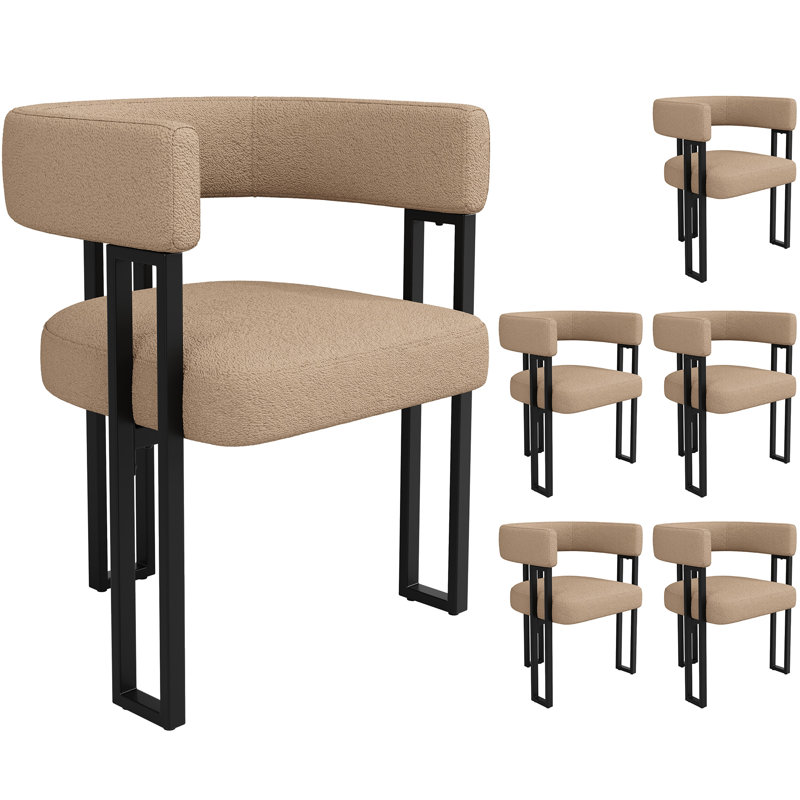Fabric Upholstered Metal Armchair, 6, Brown