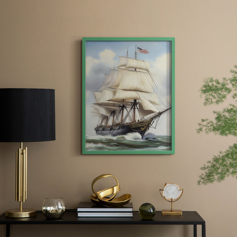 NAUTICAL Series LxxvII, reproduction encadrée - bois massif, H 15 po x l 12 po, Vert