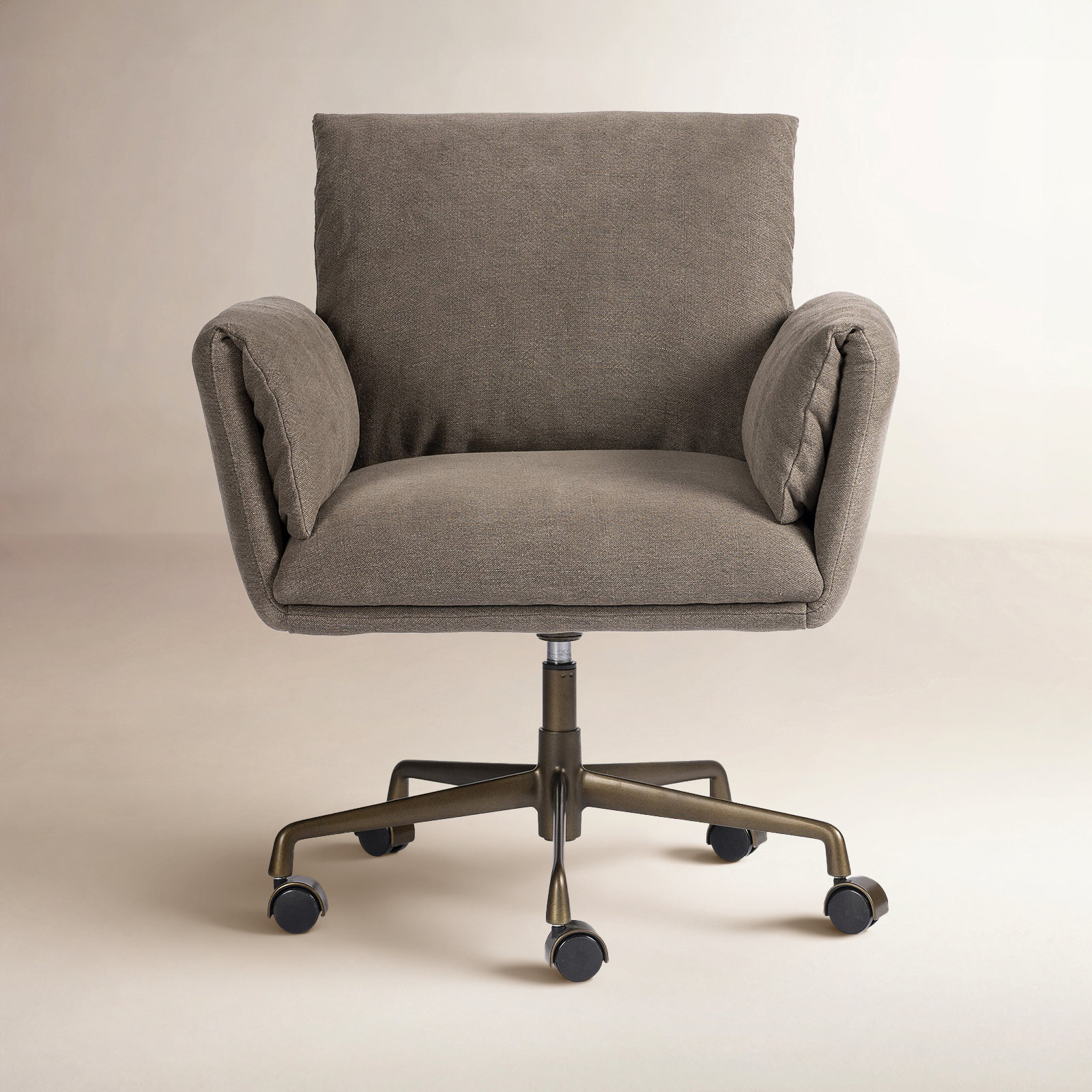 Salerno Desk Chair, Linen, Brown