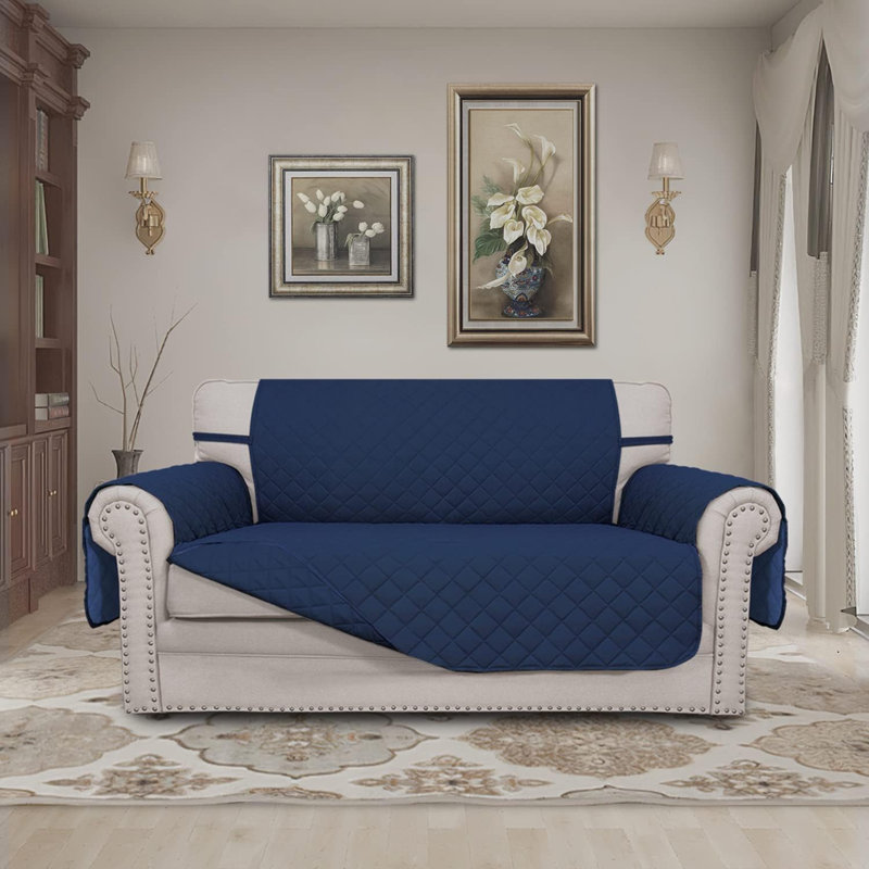 Housse pour canapé réversible, Tissu marine, H 11,93 po x l 12,2 po x P 4,61 po