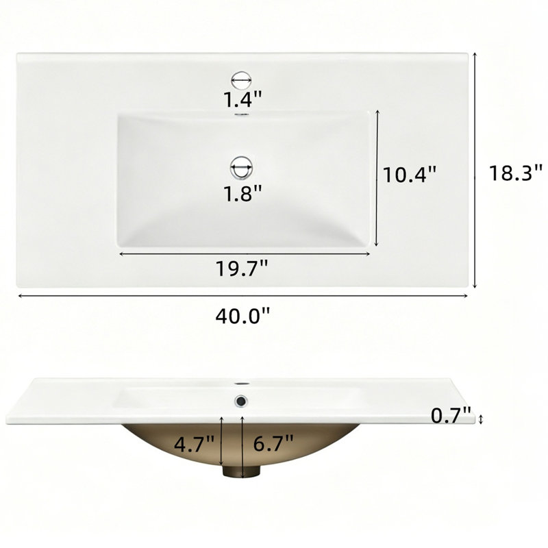Meuble-lavabo 42 po avec lavabo en céramique, Marine
