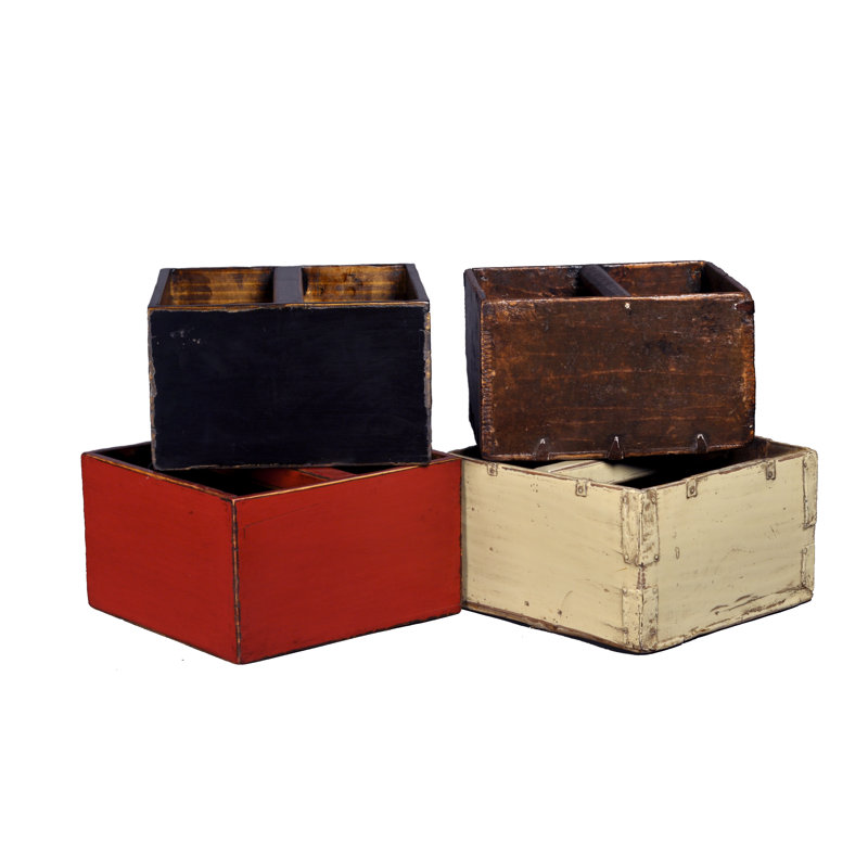 Antique Revival Vintage Decorative Bin, Red