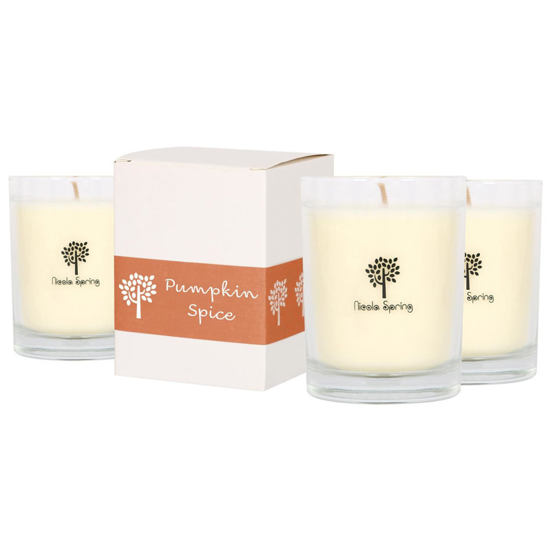 Nicola Spring 160g Pumpkin Spice Soy Wax Candles - Pack of 3 Jars