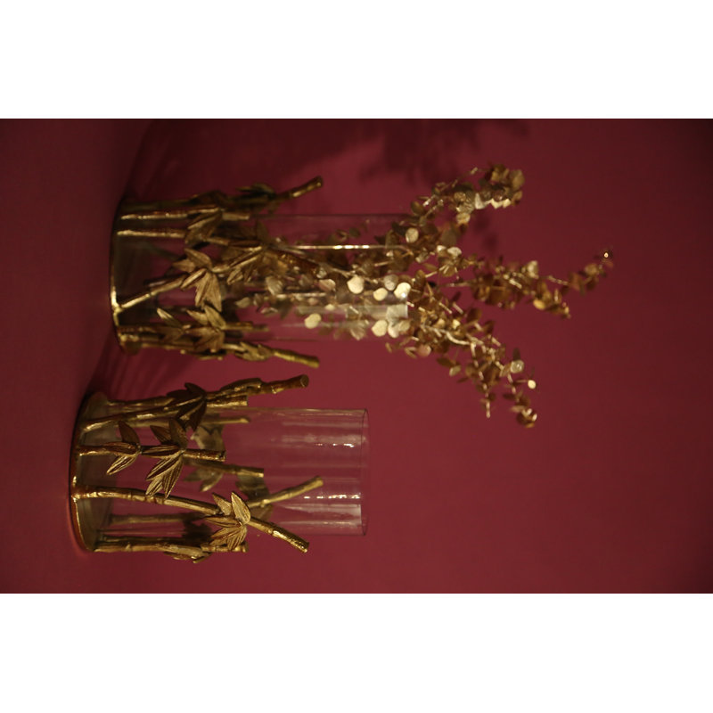 Glass Tabletop Hurricane, Gold
