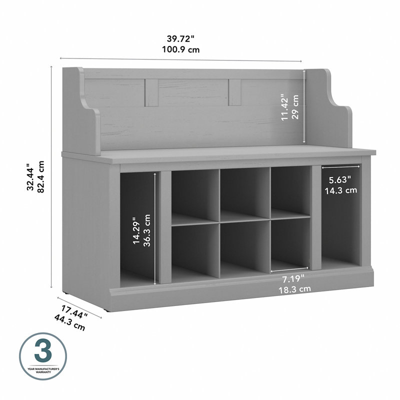 Arulappu 40''W Shoe Storage Bench, Cape Cod Gray