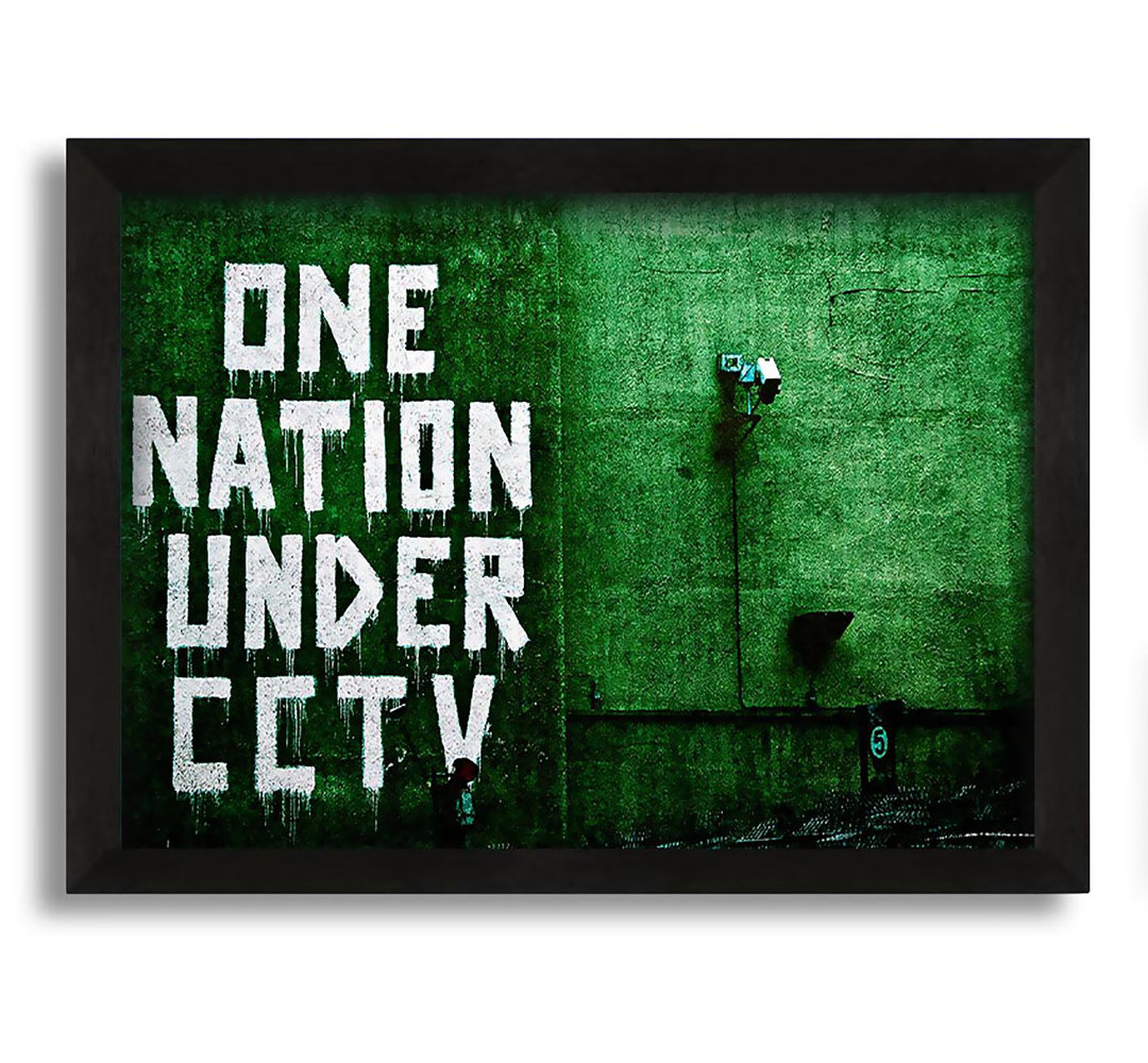 One Nation under Cctv Green - Bilderrahmen Grafik auf Leinwand