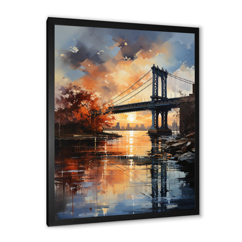Pont Darbi New York Bronx sur toile, H 20 po x l 12 po x P 1 po, Cadre photo noir
