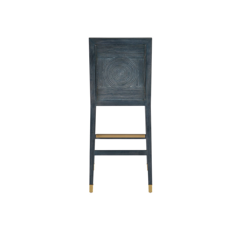 Santos Bar Stool, Barrett Dusk, Gray/Vintage Navy/Satin Brass, Bar Stool (30" Seat Height)