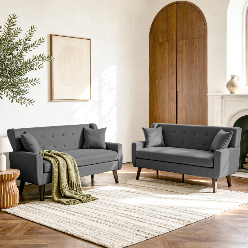 Causeuse Jaqueze, Grey Linen Blend