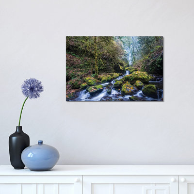 USA, Oregon. Autumn View Of Mccord Creek Flowing Below Elowah Falls In The Columbia River Gorge. by Gary Luhm - Wrapped Canvas Print