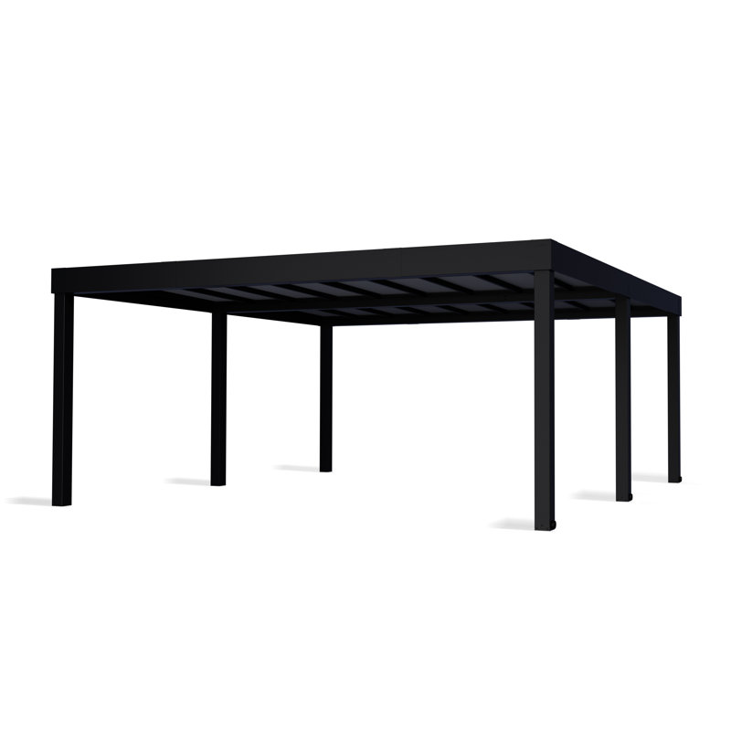 Palram - Canopia Oslo 20' D x 20' W Aluminum Polycarbonate Carport Canopy Black/Gray, 9' H x 20' W x 20' D