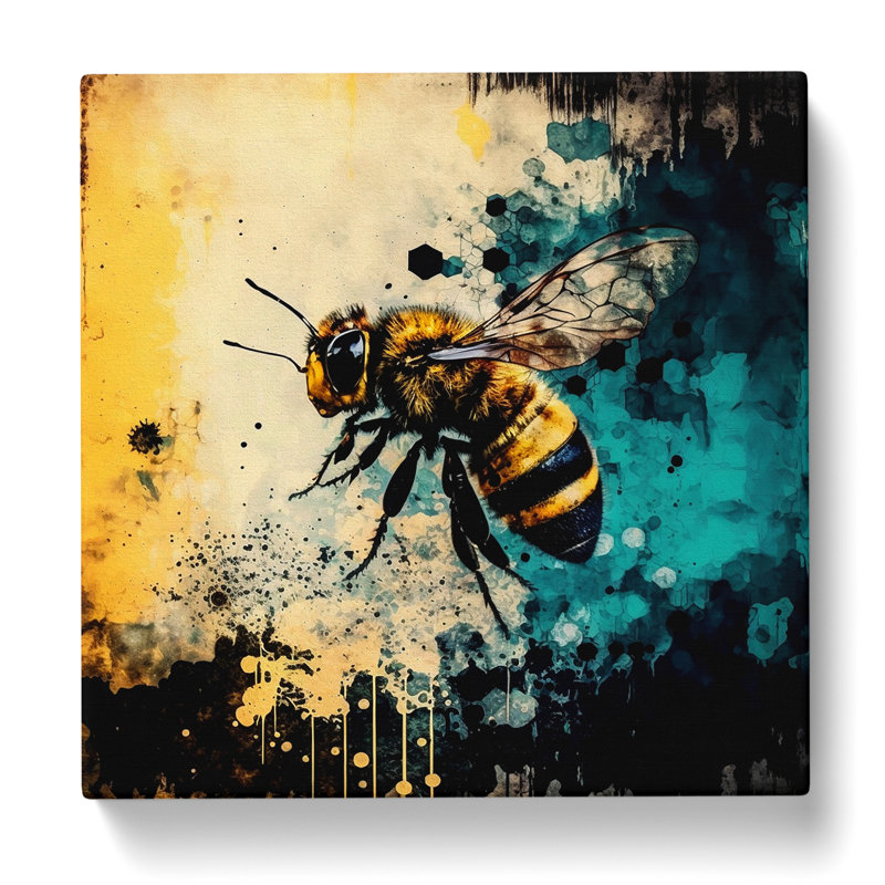 Bee Abstract Expressionism - Wrapped Canvas, 35cm H x 35cm W x 3cm D