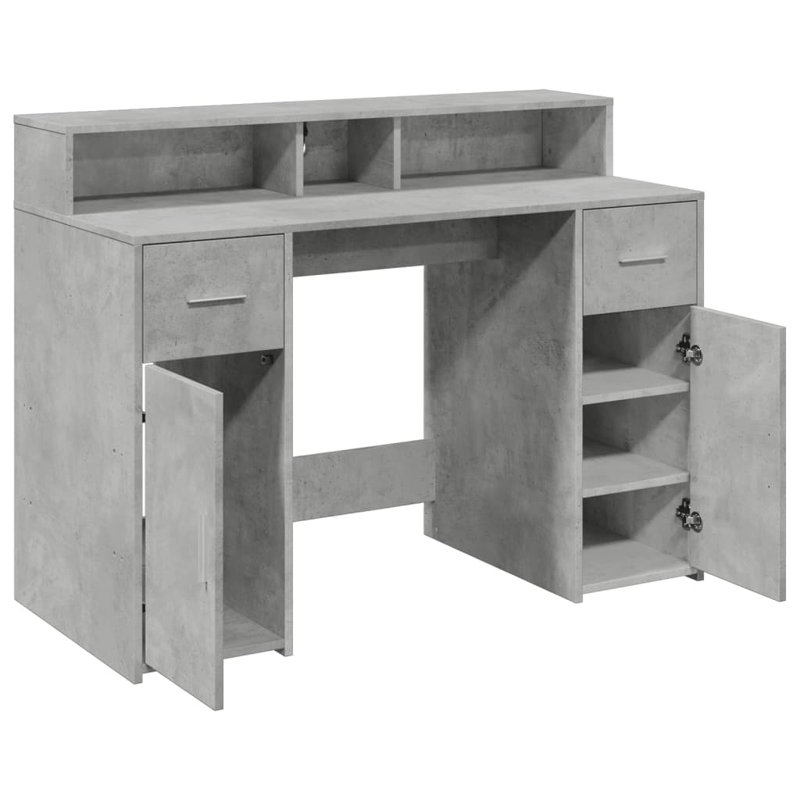Computer Desk, 91cm H x 120cm W x 55cm D, Concrete grey